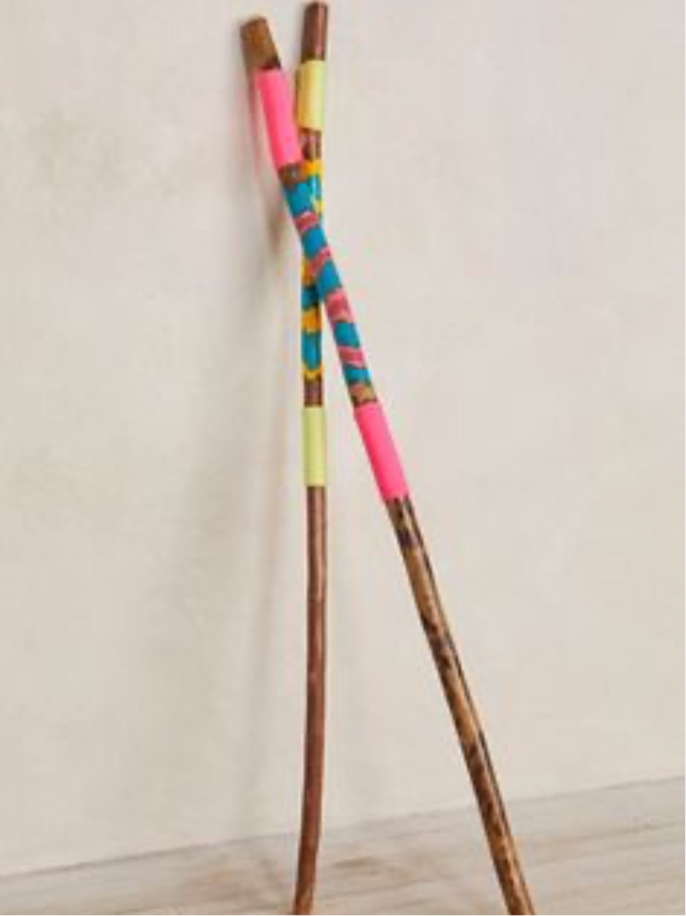 Free People Journey Stick Co. Artisan Hiking Stick Painted Maple Wood Pink